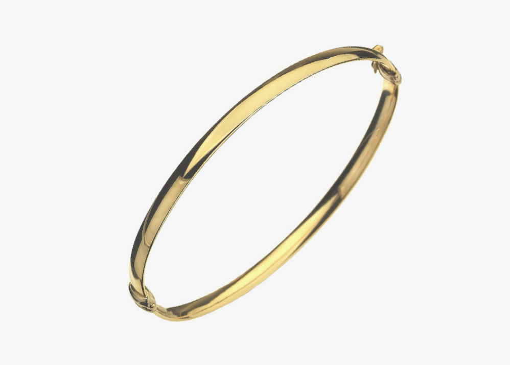 9ct Yellow Gold Plain Hinged Bangle