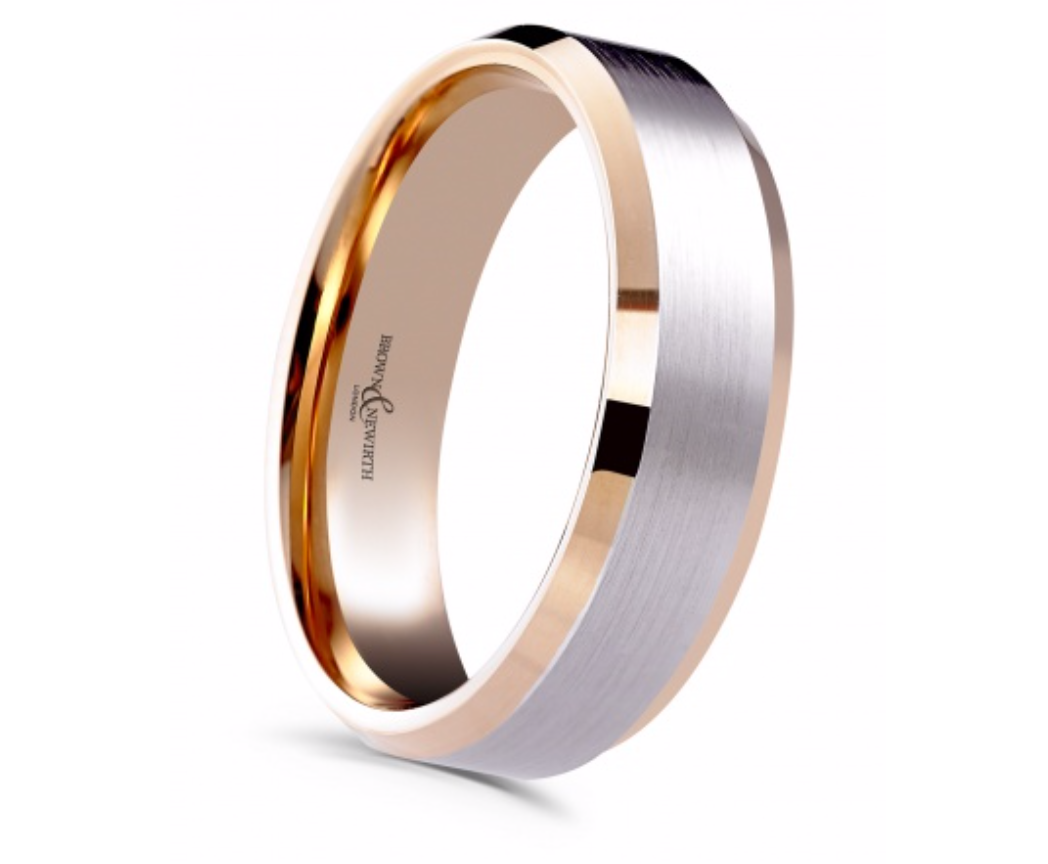 Palladium and Rose Gold 6mm Wedding Ring