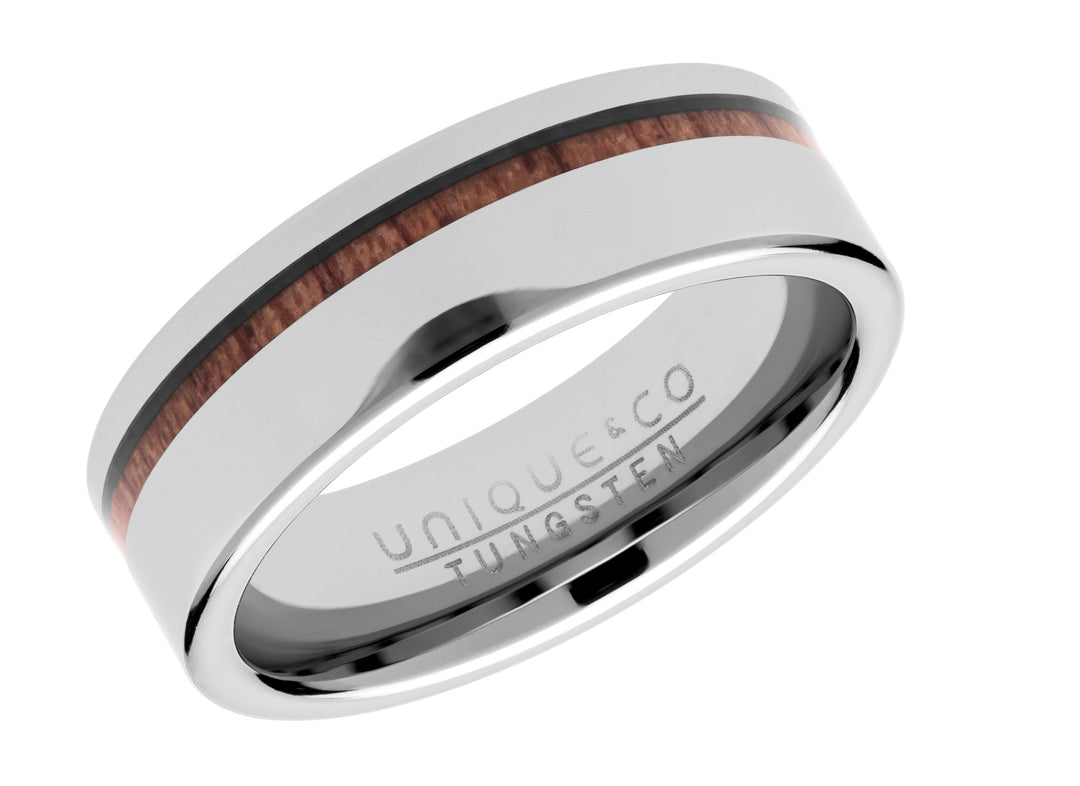 Tungsten Wood Inlay Ring