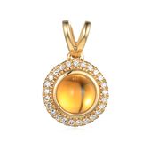 9ct Yellow Gold Citrine and Diamond Cluster Pendant