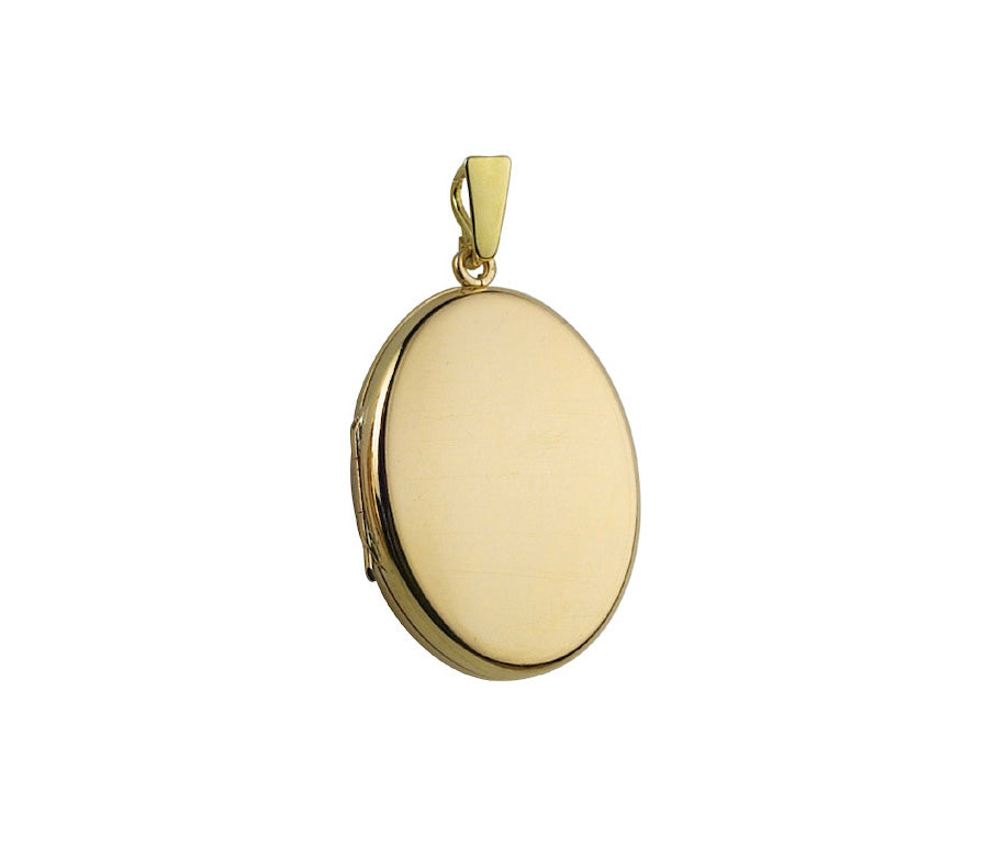 9ct Yellow Gold Plain Oval Locket and Chain