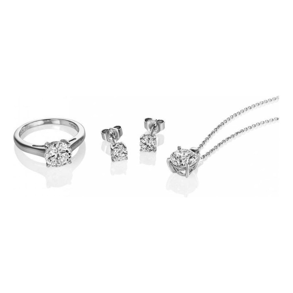Diamonfire Sterling Silver CZ Pendant, Earring and Ring Set