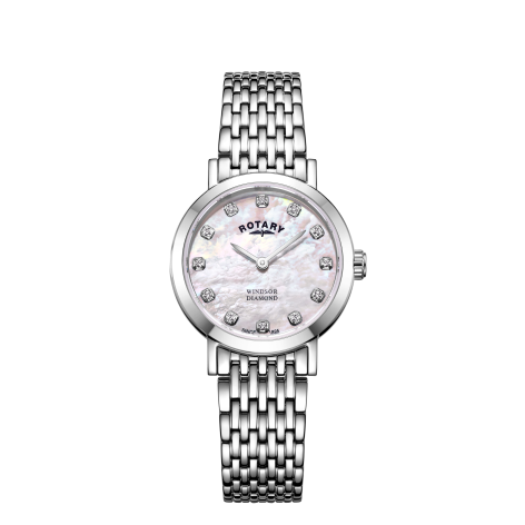 Rotary Stainless Steel Windsor Diamond Set Quartz Watch