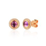 9ct Rose Gold Amethyst and Diamond Stud Earrings
